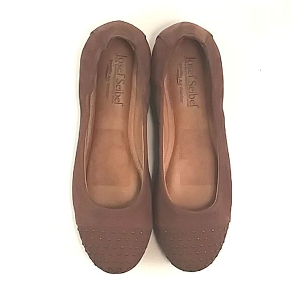Josef Seibel Ballet Flats Suede Leather Cap Toe Studded Brown EUR 37 - Picture 1 of 12